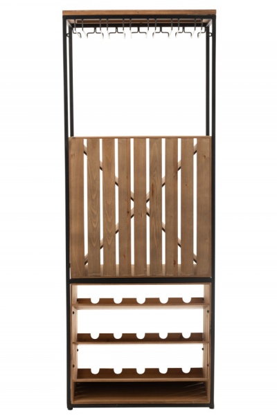 Barkast Voor Glazen+Flessen Hout/Metaal Naturel/Zwart 160cm - Img 5