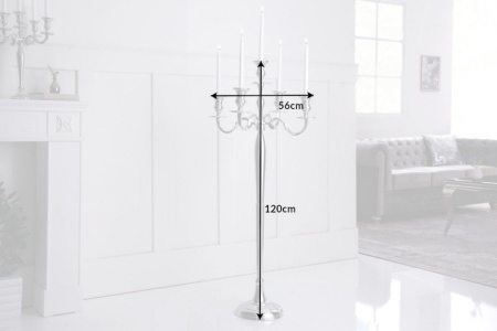 Barok kandelaar 120 cm zilver 5-armige kroonluchter gepolijst aluminium kandelaar - Img 3