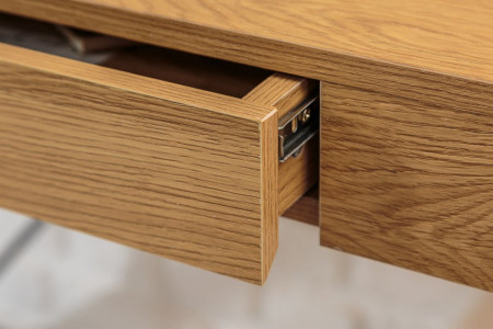 Steven naturel houten bureau met lades en zwarte poten Steven naturel houten bureau met lades en zwarte poten