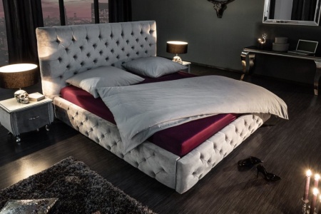 Chesterfield design Elegant tweepersoonsbed 180x200cm grijs fluwelen - Img 3