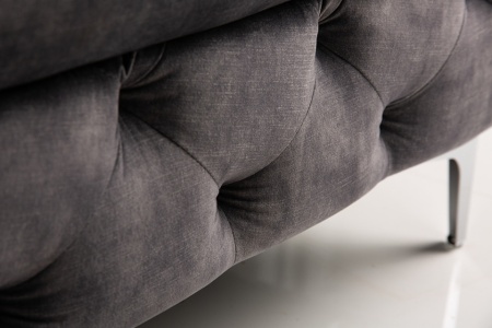 Chesterfield fluwelen Poef 92cm donkergrijze - Img 7