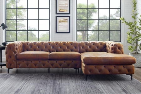 Chesterfield hoekbank MODERN BAROK 275 cm antiek bruin - Img 4