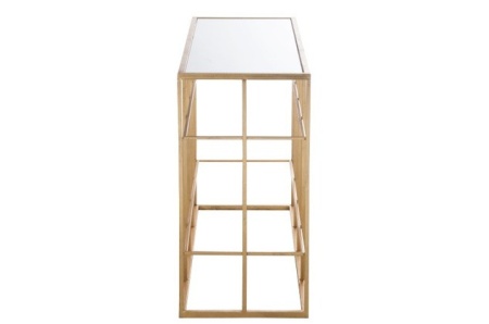 Console Metaal goud 120 cm gespiegelde glas - Img 3