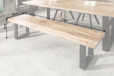Design bank IRON CRAFT 170 cm mangohout ijzer industrieel design - Img 8