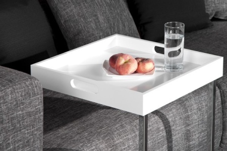 Design bijzettafel CIANO 40cm wit chroom dienbladtafel - Img 4