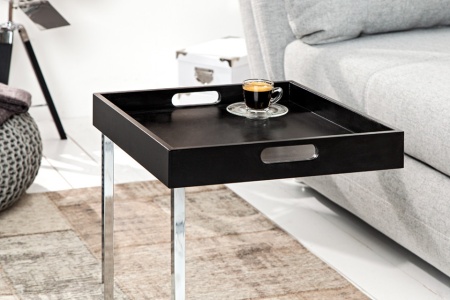 Design bijzettafel CIANO 40cm zwart chromen dienbladtafel - Img 5