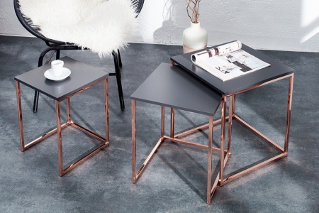 Design bijzettafel set van 3 ELEMENTS 40cm antraciet koper - Img 5