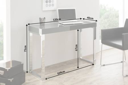Design console GRIJS BUREAU 120cm donkergrijs hoogglans kantoortafel - Img 5
