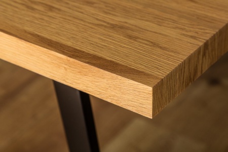 Design eettafel LOFT 140 cm eiken look met slede onderstel industriële stijl - Img 4