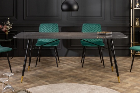 Design eettafel PARIS 180cm antraciet kristalglas met marmer decor - Img 4