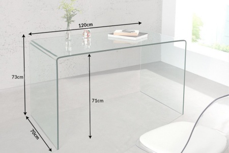 Design glazen Bureau 120 cm transparant Tafel volledig glazen tafel - Img 2