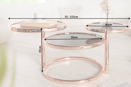 Design salontafel ART DECO III 155 cm met 3 niveaus koper zwarte salontafel - Img 7