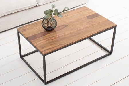 Design salontafel ELEMENTS 100cm Sheesham steen afwerking ijzer zwart mat - Img 3