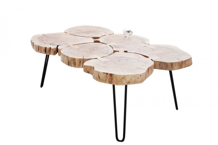Design salontafel GOA 110cm acacia boomstam plakjes 4 cm tafelblad - Img 8