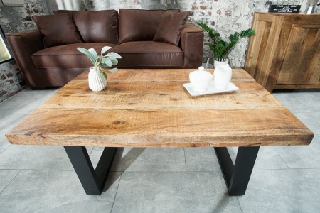 Design salontafel IRON 100cm mangohout ijzer industrieel design - Img 4