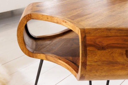 Design salontafel ORGANIC LIVING 100cm Sheesham stone finish massief hout handgemaakte Hairpin Legs - Img 5