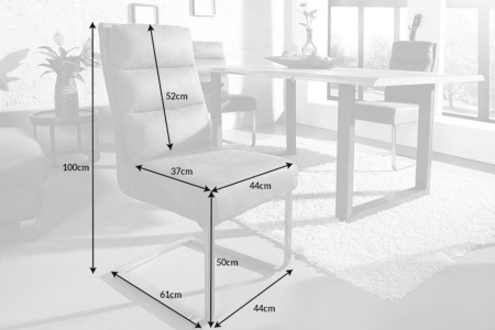 Design sledestoel COMFORT vintage grijs met RVS frame - Img 4