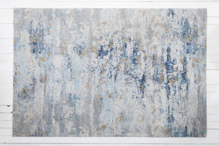 Design vloerkleed 350x240m grijs blauw katoen