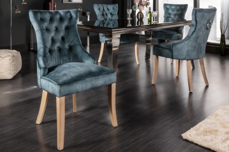 Eetkamerstoel petrol fluweel landelijke stijl met comforthandvat set van 2 - Img 3