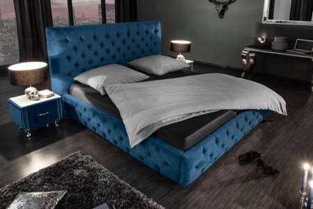 Elegant fluweelstof donkerblauw bed PARIS 160x200cm - Img 3