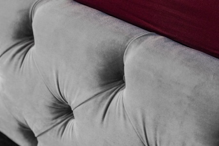 Elegant tweepersoonsbed PARIS 160x200cm grijs fluweel Chesterfield design - Img 5