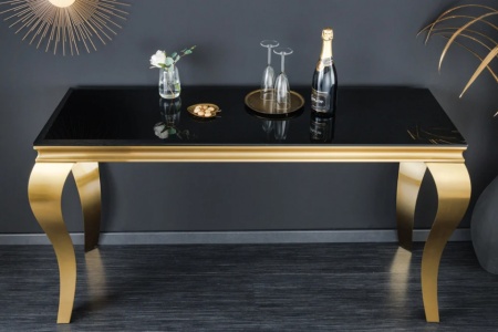 Elegante consoletafel MODERN BAROK 145cm zwart goud opaal glas roestvrijstalen poten - Img 4