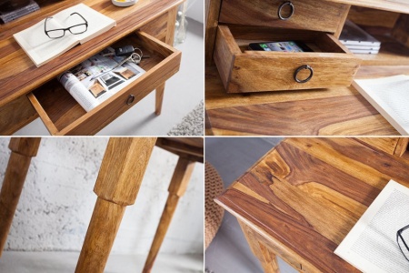 Elegante secretaresse 90 cm Sheesham massief houten bureau - Img 6