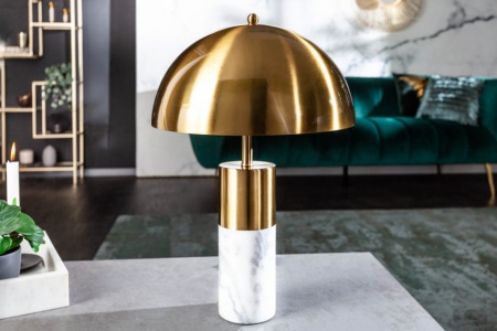 Elegante tafellamp 52cm goud wit met marmeren voet - Img 3