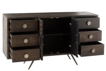 Etnisch Dressoir 2deuren+6laden Mango Hout Bruin 150cm - Img 7