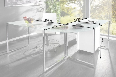 Exclusief design hoekbureau 180 cm glas wit - Img 3