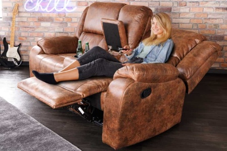 Exclusieve 2-zits bioscoopstoel HOLLYWOOD antiek bruin met bekerhouder - Img 7