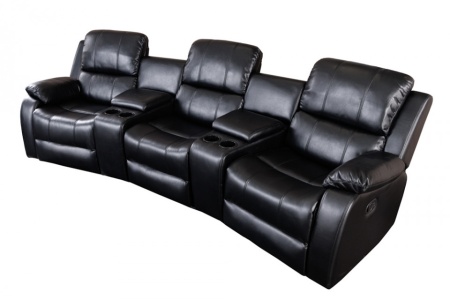 Exclusieve 3-zits bioscoopstoel zwart met bekerhouder 295cm - Img 7
