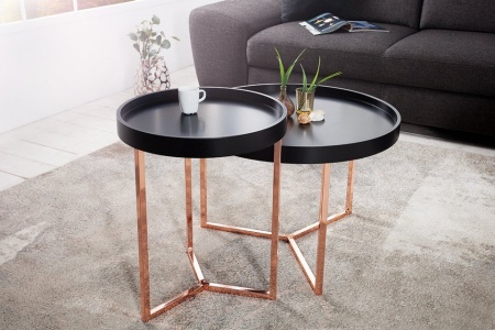 Extravagante salontafel MODULAR 60 cm mat zwart koper rond incl. Dienblad - Img 3