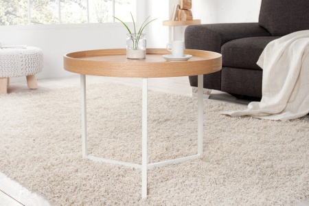 Extravagante salontafel MODULAR 60cm naturel eiken wit rond incl. dienblad - Img 4