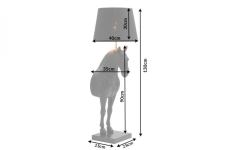 Extravagante vloerlamp BLACK HORSE 130 cm zwart paardenfiguur - Img 2