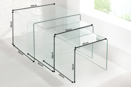 Glazen Salontafel met bijzettafels set van 3 60cm - Img 3