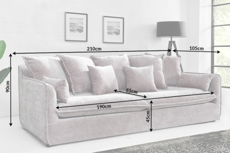 Grote bank Leaf 3-zits 210 cm taupe velours stof met afneembare hoes - Img 5