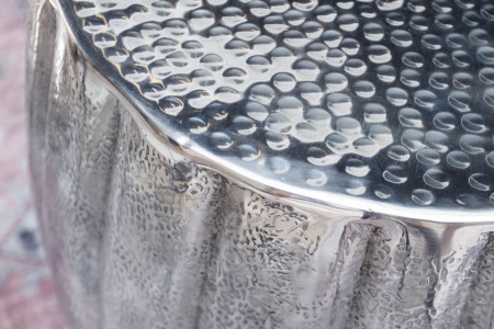 Handgemaakte bijzettafel 42 cm zilver met gehamerd design - Img 4