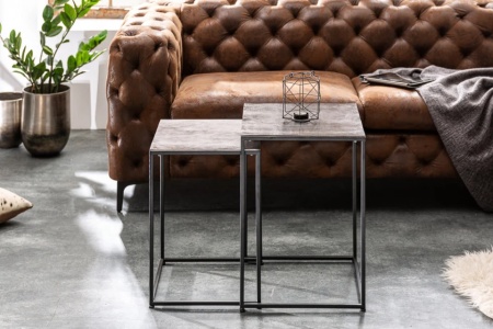 Handgemaakte bijzettafel set van 2 ELEMENTS 40cm zilver zwarte salontafel - Img 3