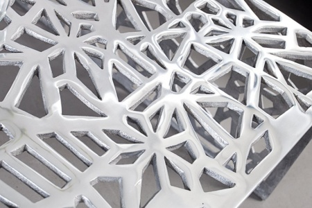 Handgemaakte salontafel ABSTRACT 60cm aluminium, zilverkleurig in het spleetdesign - Img 5
