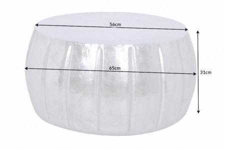 Handgemaakte salontafel MARRAKESH 65cm zilver met gehamerd design - Img 2