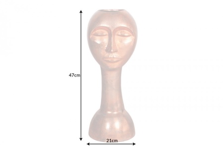 Handgemaakte vaas FACE 50cm koperlook antiek aluminium abstract - Img 2