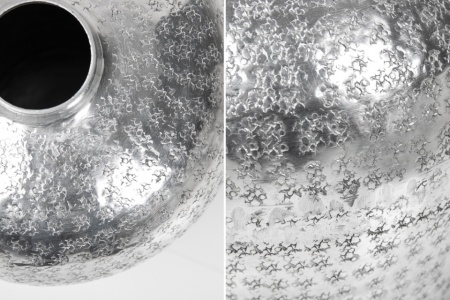 Handgemaakte vazen ​​set van 2 ORIENTAL 33 cm zilver met voetbescherming - Img 5