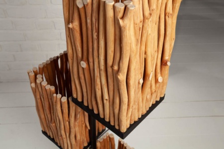 Handgemaakte vloerlamp EUPHORIA 154cm lang hout met vier kappen - Img 5