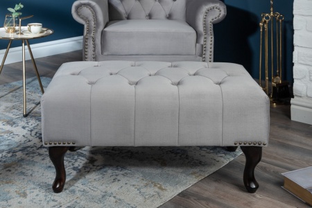 Hocker zilver grijs gecapitonneerd 80cm fluweel stof - Img 3