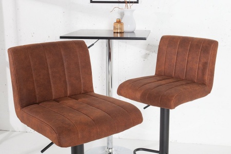 Hoogte verstelbare Barstoel met voetensteun vintage bruin set van 2 - Img 2