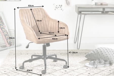 In hoogte verstelbare bureaustoel vintage taupe met armleuningen draaistoel - Img 7