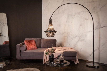 In hoogte verstelbare vloerlamp ROYAL 210 cm zwart met kroonluchter - Img 5