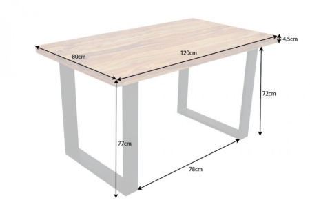 Industrieel design Massieve eettafel 120cm Sheesham Hout - Img 2