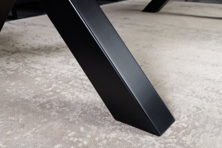Industriele boomrand eettafel WILD 180cm naturel notenhout look met X-frame - Img 6